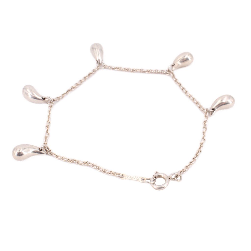 Tiffany & Co. Elsa Peretti sterling silver bracelet with teardrop charms and clasp