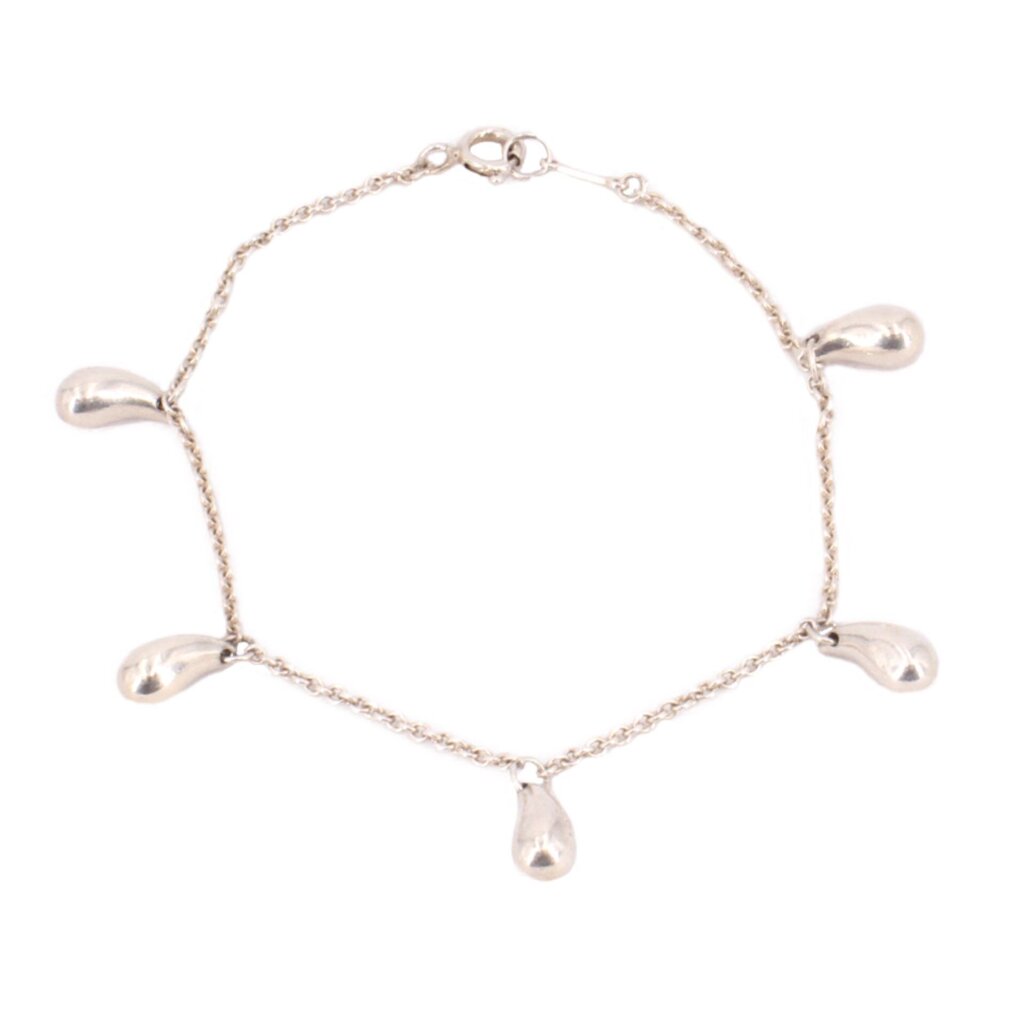 Tiffany & Co. Elsa Peretti sterling silver bracelet with five teardrop charms