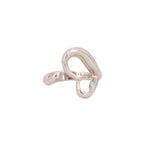 Tiffany & Co. sterling silver open-heart ring, angled view of the raised heart design