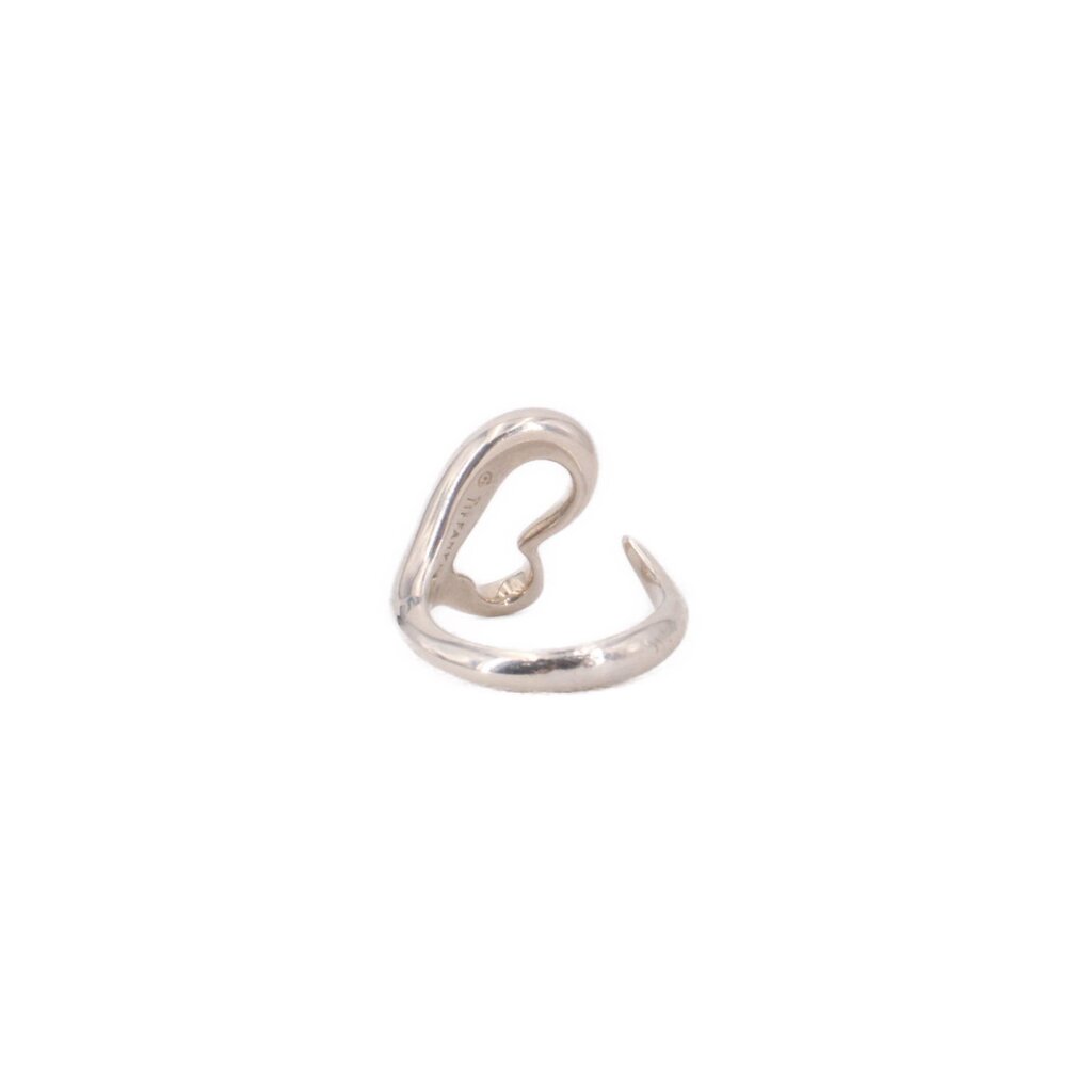 Tiffany & Co. sterling silver open-heart ring, side view showing the open band