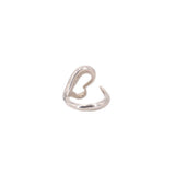 Tiffany & Co. sterling silver open-heart ring, side view showing the open band