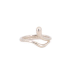 Tiffany & Co. sterling silver wave ring, side view showing its curved, overlapping band.