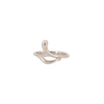 Tiffany & Co. silver wave ring with raised curved tip and open, crossed band.