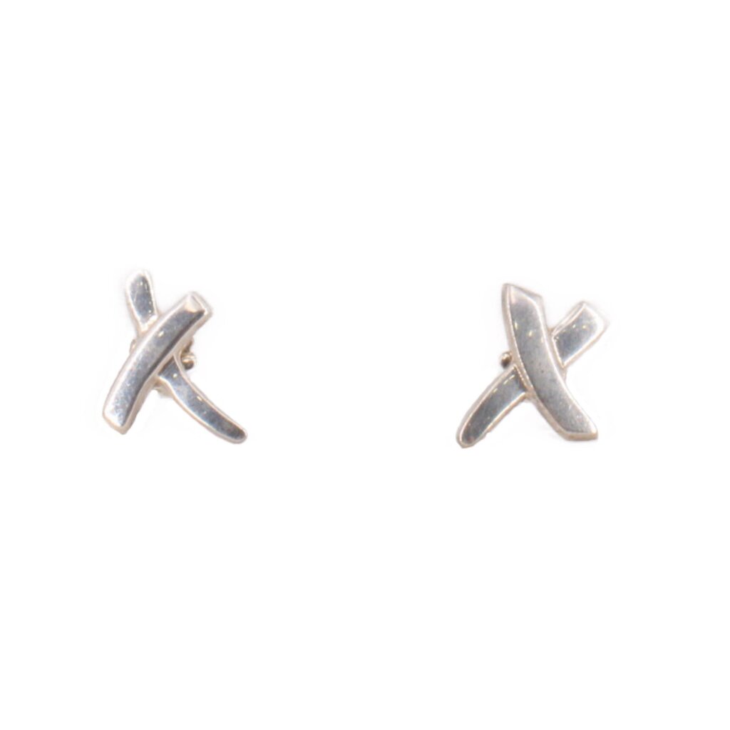 Tiffany & Co. sterling silver X-shaped stud earrings, shown from the front