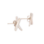 Tiffany & Co. sterling silver X stud earrings, shown from the side with posts
