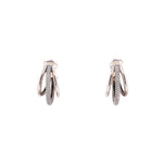LAGOS Caviar triple hoop sterling silver earrings, shown edge-on with textured center hoops
