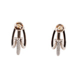 LAGOS Caviar triple hoop sterling silver earrings shown from the back with post and butterfly backs