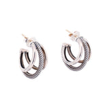 LAGOS Caviar triple hoop sterling silver earrings with textured outer hoops and smooth inner hoops