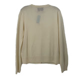 Back of the cream cashmere cardigan, with long sleeves and a plain knit design