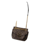 Mini monogram crossbody bag with flap, LV emblem, and gold-tone chain shoulder strap