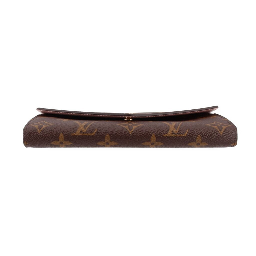 LOUIS VUITTON Sarah wallet, brown monogram canvas with zipper pocket top edge