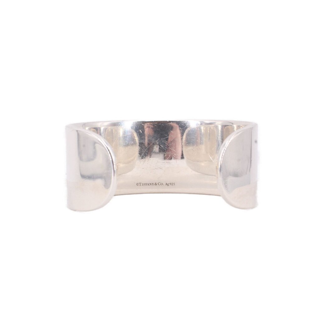 Tiffany & Co. silver cuff bracelet, interior view with curved open ends