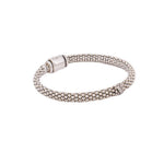 LAGOS sterling silver rope bracelet shown at an angle, with textured beaded strands and clasp