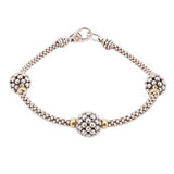 LAGOS sterling silver bracelet with three beaded caviar stations and gold-tone accents