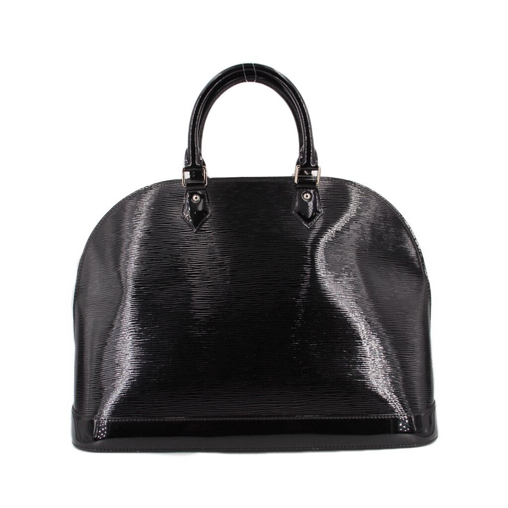 Louis Vuitton Alma GM black Epi Vernis handbag with glossy ribbed front and rounded handles