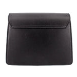 Black leather-look crossbody bag with front flap and top seam details