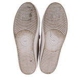 Pair of UGG flats showing ribbed, light-colored outsoles