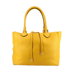 MICHAEL KORS Miranda yellow pebbled leather tote with long handles and hanging leather tabs