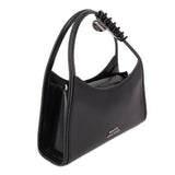 MARC JACOBS black bag shown from the side, with claw clip handle and open top