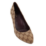 GUCCI brown GG monogram pointed-toe pump with dark lining