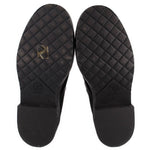 CHANEL black boot soles with diamond-pattern tread and block heels