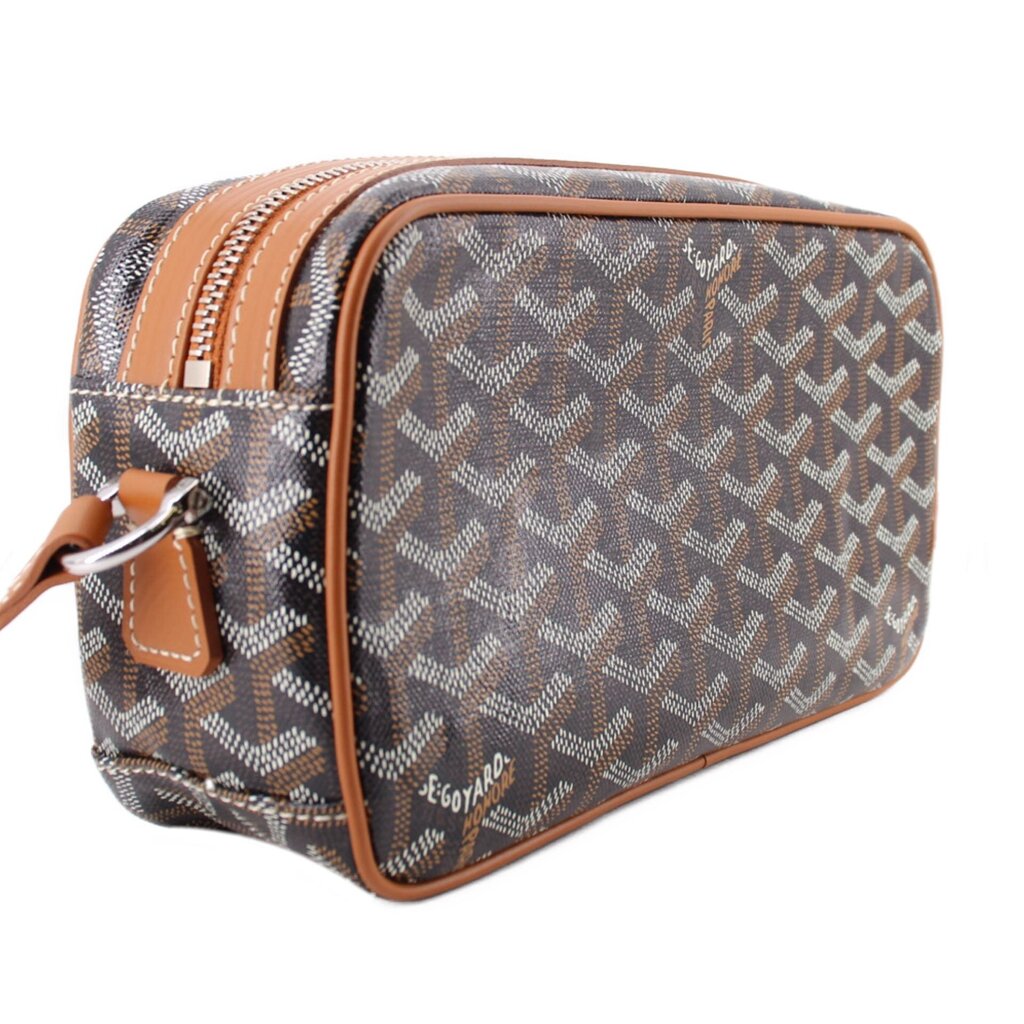 GOYARD Cap-Vert PM bag showing its side gusset, zipper, strap hardware, and patterned canvas