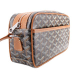 GOYARD Cap-Vert PM crossbody bag shown from the side, with twin zippers and tan leather trim