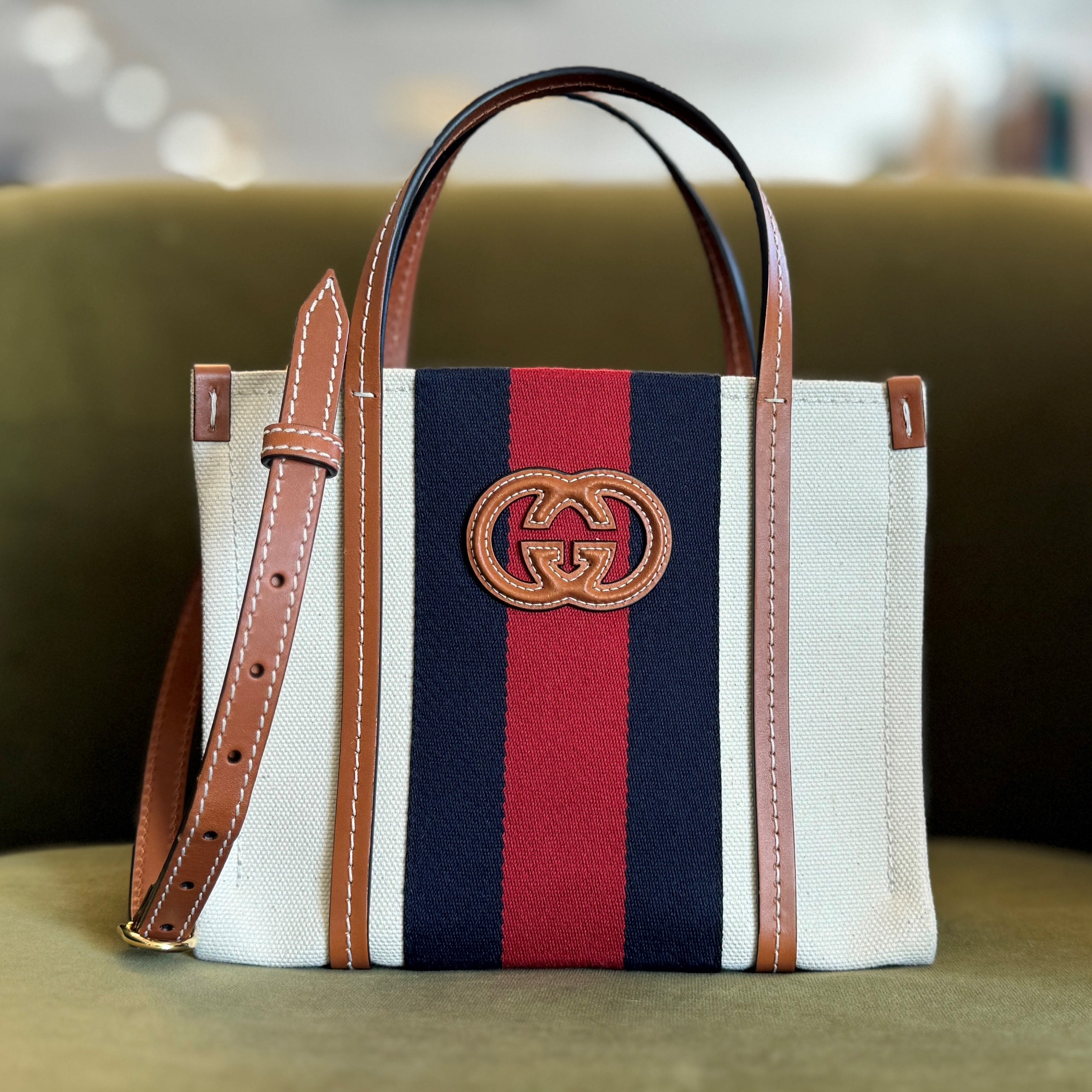Photo of Gucci mini canvas tote.