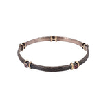 OXIDIZED SILVER & GOLD RUBY BANGLE BRACELETS