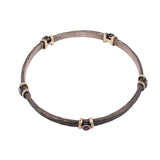 OXIDIZED SILVER & GOLD RUBY BANGLE BRACELETS