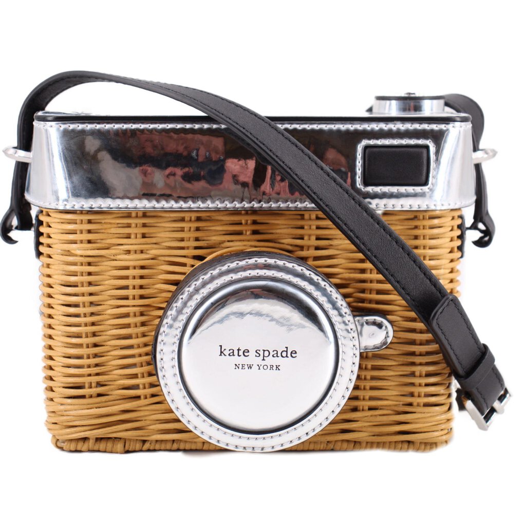 KATE SPADE ROSE CAMERA CROSSBODYS SILVER/WICKER